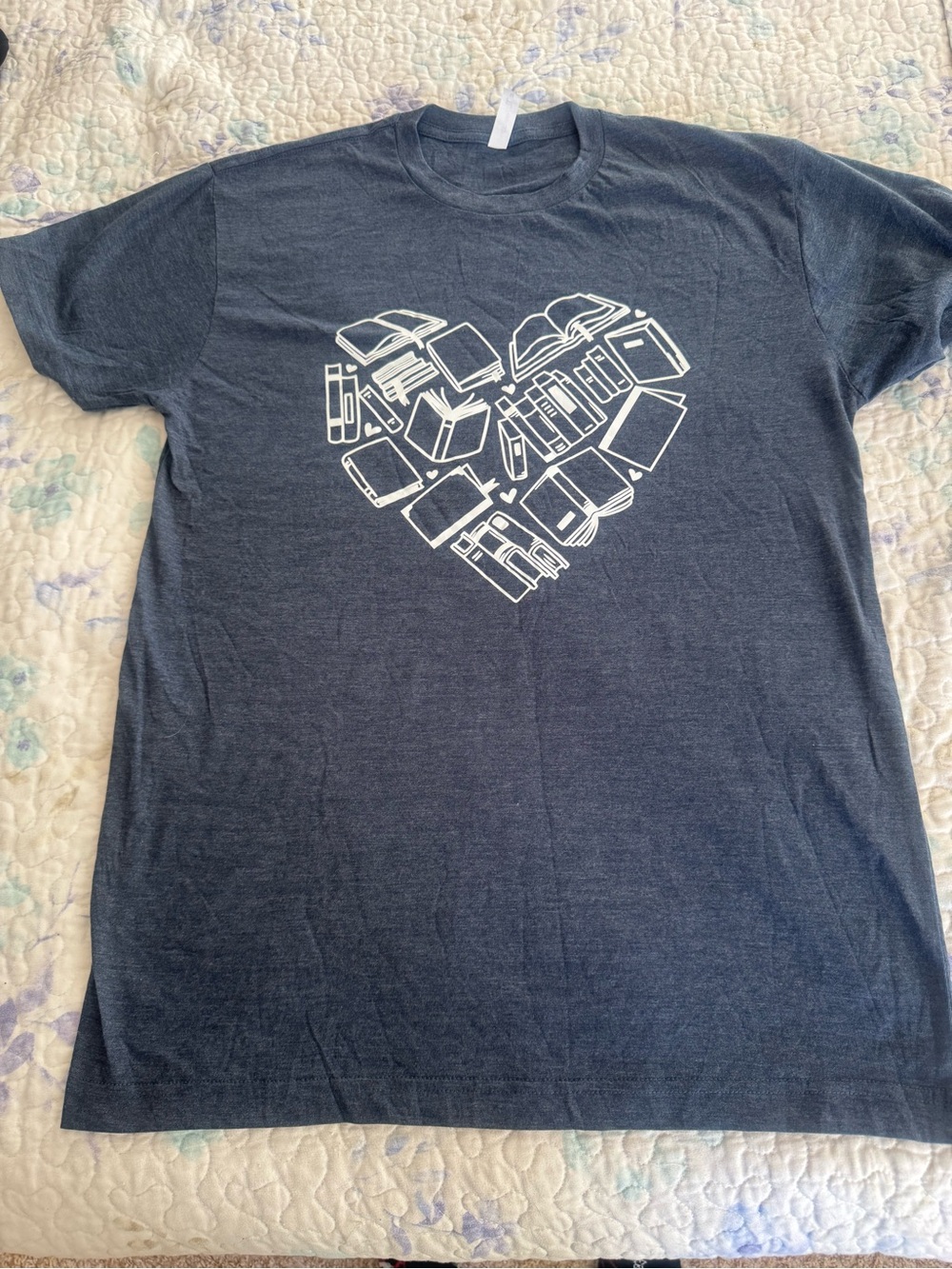 Navy Graphic Heart Books Tee